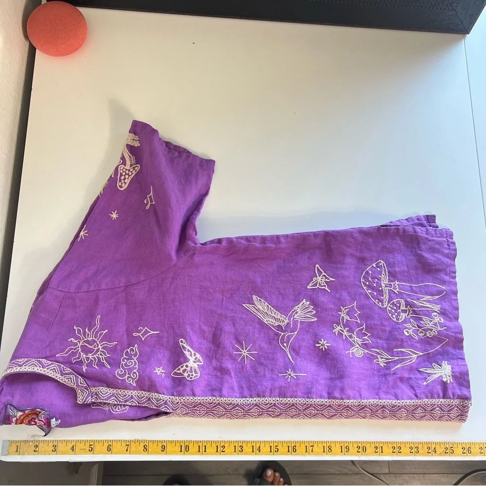 Johnny Was NOAH EASY V‑NECK Embroidered Top Mandarin Collar Purple Lilac Size M - Picture 15 of 16